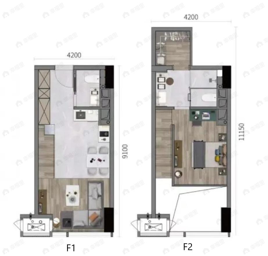 OCT华侨城·创想中心1室1厅2卫户型图