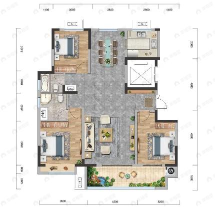 居然之家金尊世家3室2厅2卫户型图