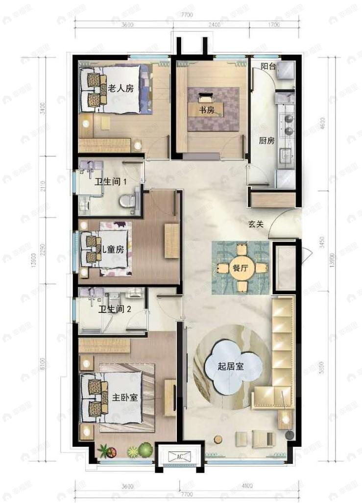 万科天竺悦府4室2厅2卫户型图