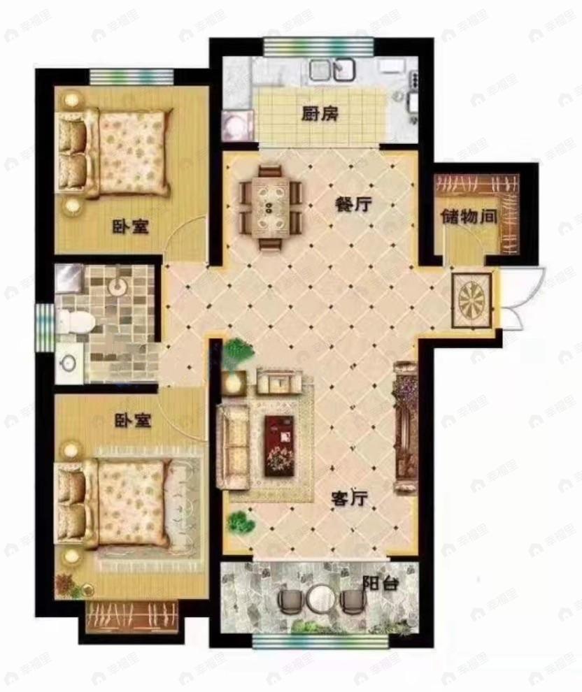 和平嘉园2室2厅1卫户型图