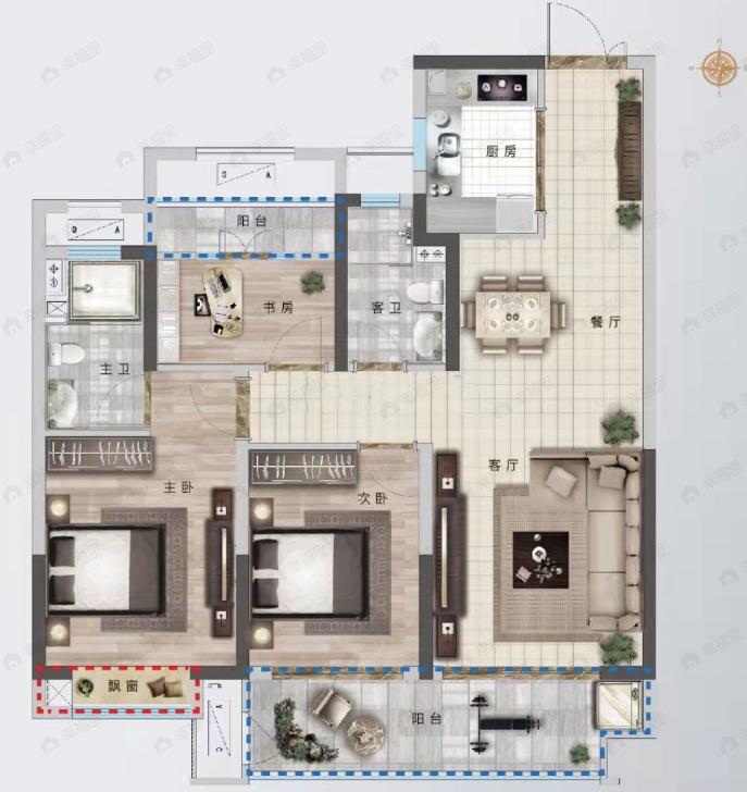 正昌·翰林府3室2厅2卫户型图