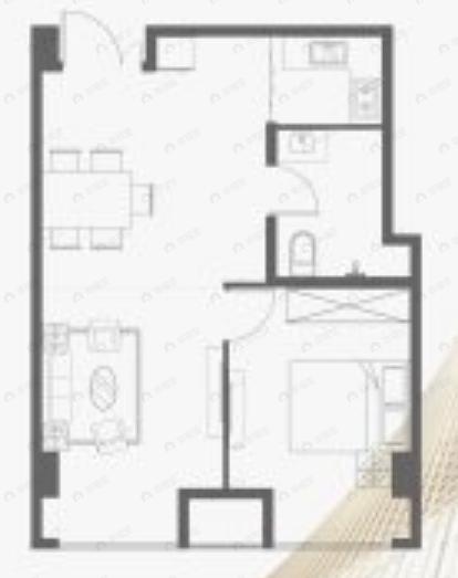 旺金商务广场1室2厅1卫户型图