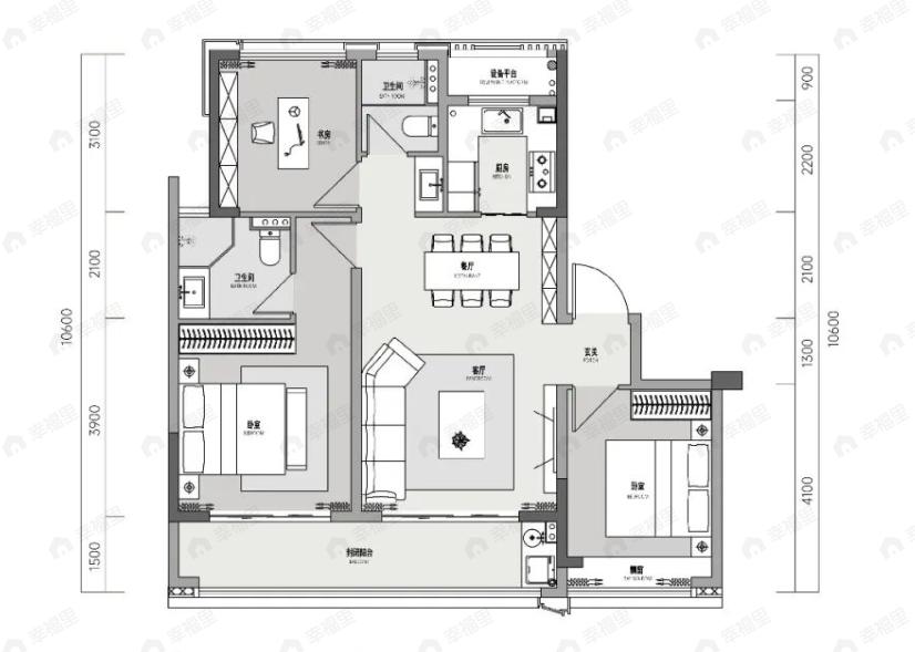 高速·云曜芳华3室2厅2卫户型图