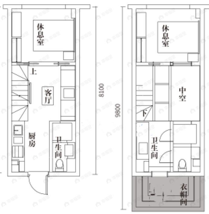 邦盛广场2室1厅2卫户型图