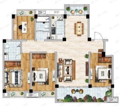 九瑞新城4室2厅2卫户型图