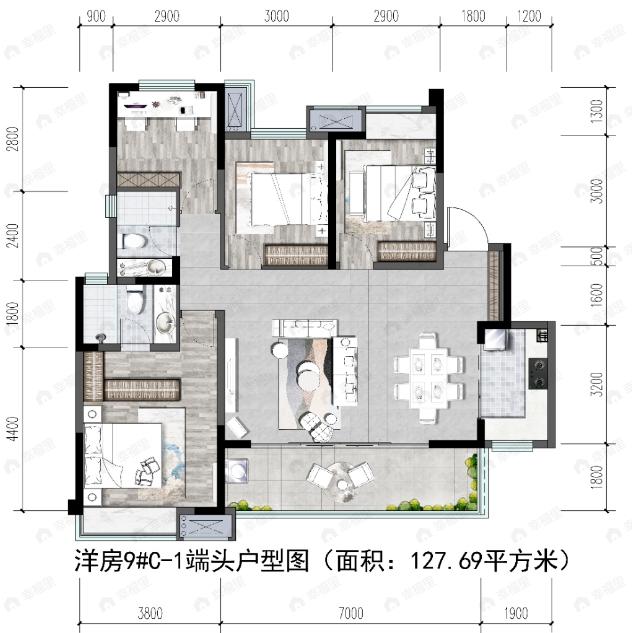 中铁城鉴湖栖郡4室2厅2卫户型图