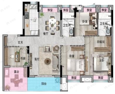 荣耀星河4室2厅2卫户型图