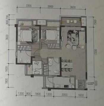 3室2厅2卫建面102平户型图