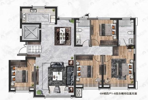 远洲大都汇4室2厅2卫户型图