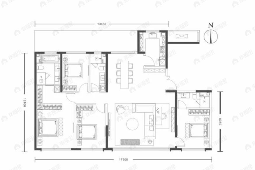 华发长安首府4室2厅3卫户型图