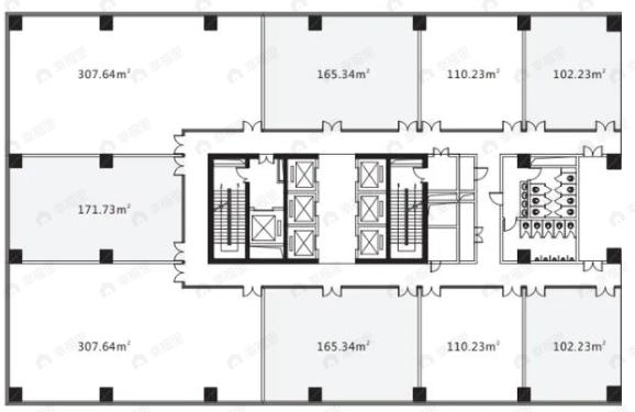 1室建面102m²南|北户型图