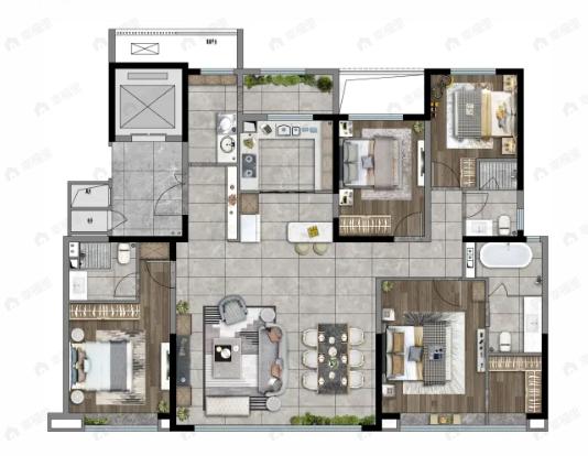 三迪灞河壹號4室2厅3卫户型图