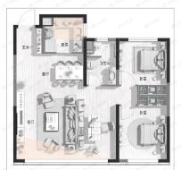 汇置尚岛2室2厅1卫户型图