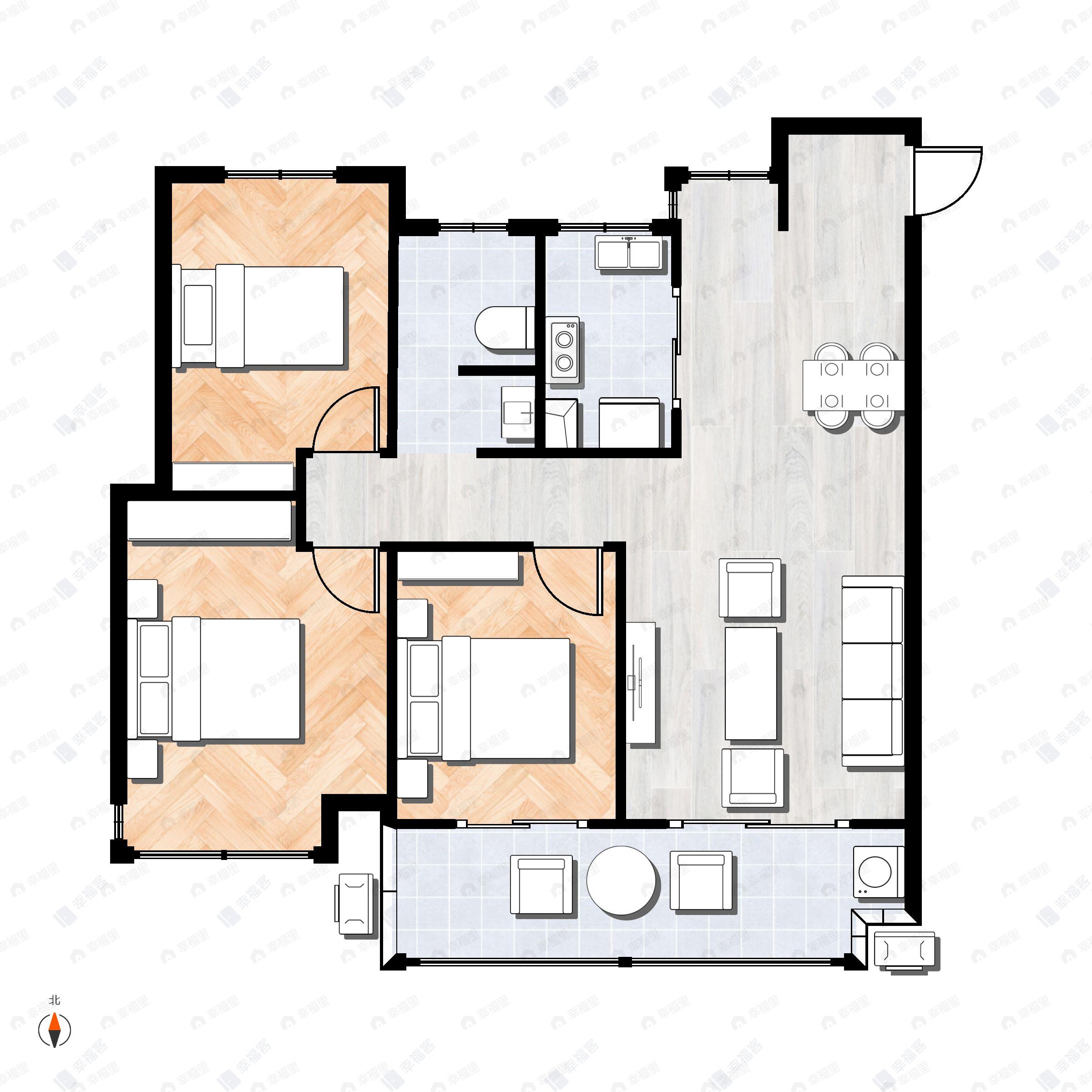 3室2厅1卫建面116平户型图