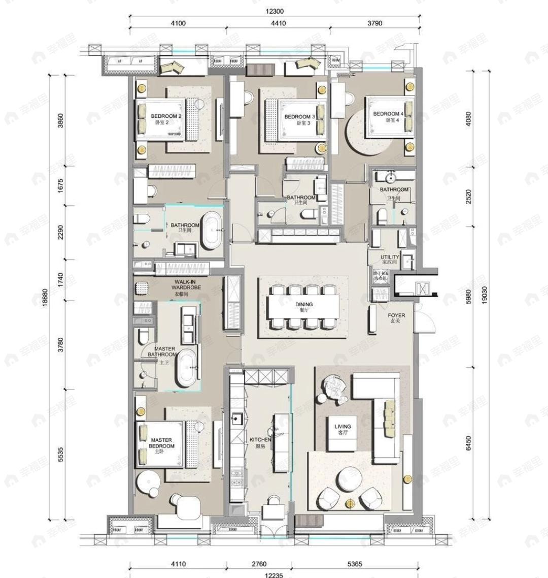 北京东直门8号4室2厅4卫户型图