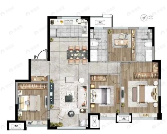 金地乐华翰林艺境4室2厅2卫户型图