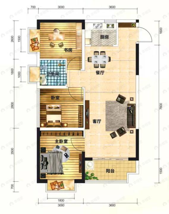 振宁星光广场3室2厅1卫户型图