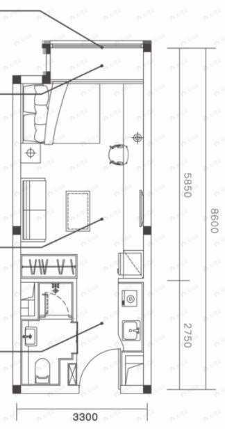 丝路星曜1室1厅1卫户型图