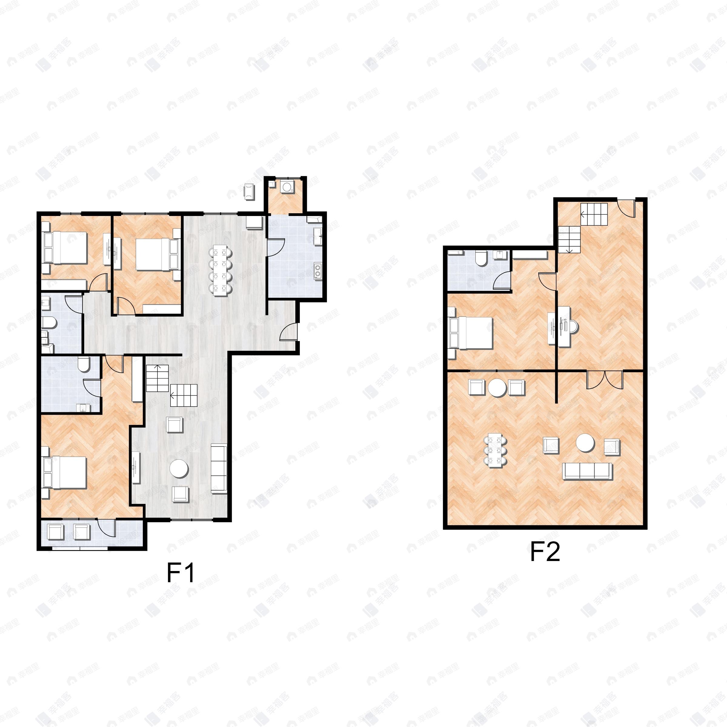 4室3厅3卫建面215平北|南户型图