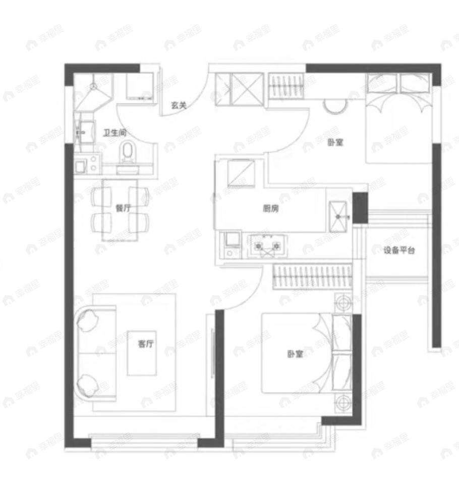 峯范北京2室2厅1卫户型图