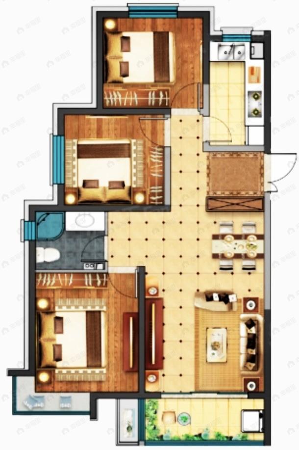 城乡居壹号苑3室2厅1卫户型图