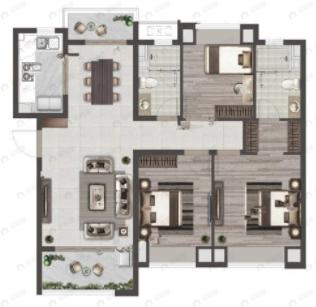 保利云璟3室2厅2卫户型图
