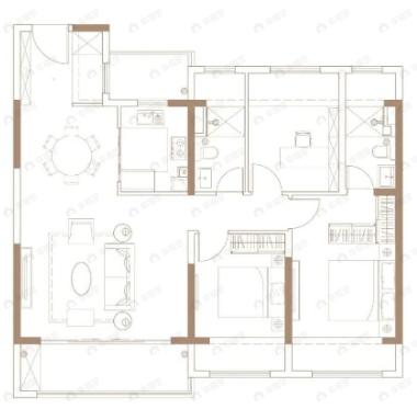 保利融信云上流光3室2厅2卫户型图