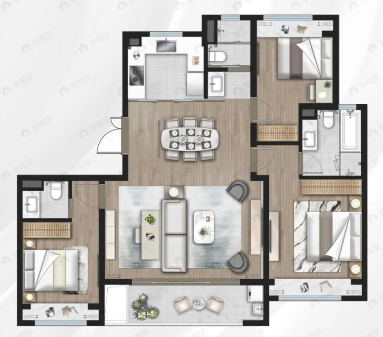 陆家嘴锦绣澜湾3室2厅3卫户型图