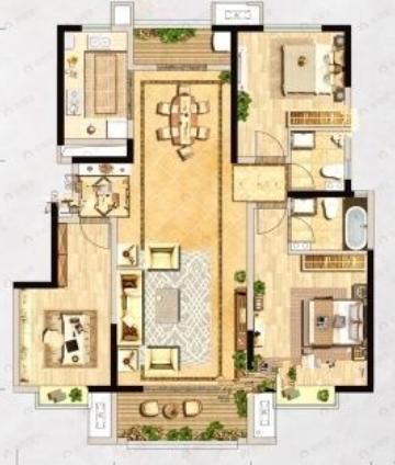 雁泊台3室2厅2卫户型图