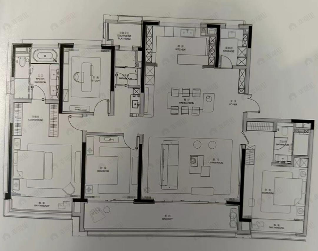 前湾国际4室2厅3卫户型图