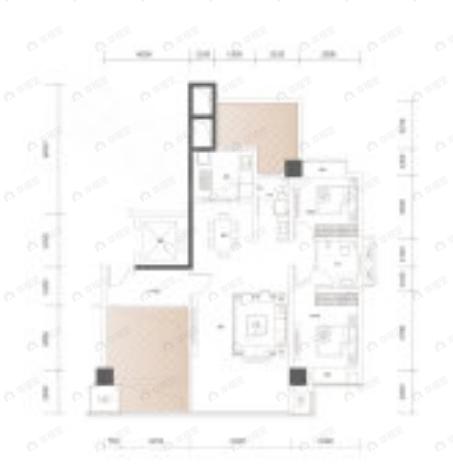 2室2厅2卫建面117平户型图