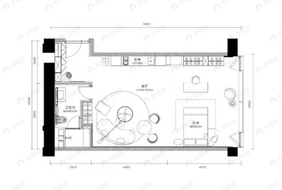 新光大中心1室1厅1卫户型图